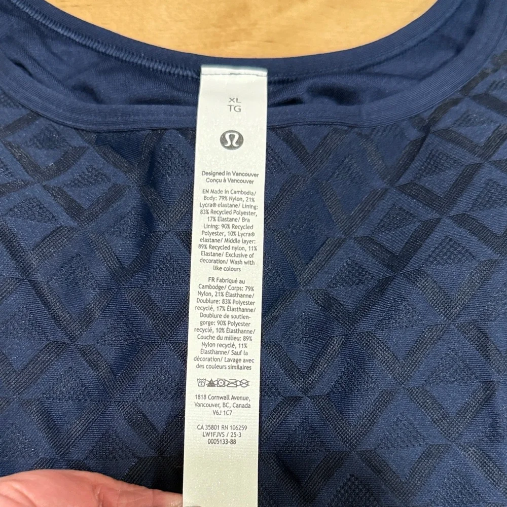 Lululemon Athletica Textured Mesh Tennis Tank Top Blue Women Size XL New